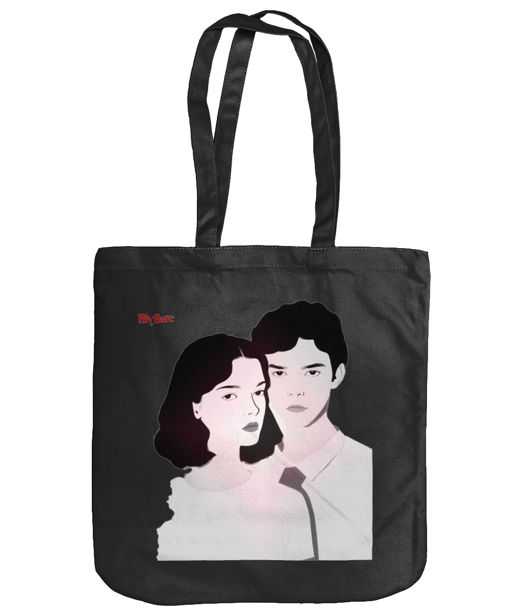 EarthAware Organic Spring Tote Monochromatic Portrait of a Man and Woman copy Colorful Minimalist Logo